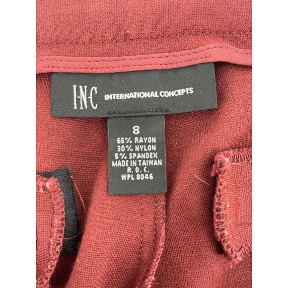 INC Women's Burgundy Black Side Stripe Ankle Stretch Pants Size 8 - Picture 6 of 11